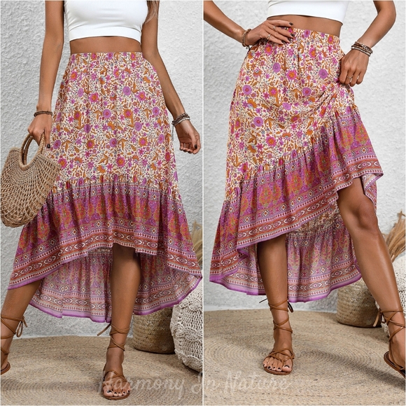 Rich Garden High-Low Skirt - Picture 1 of 9
